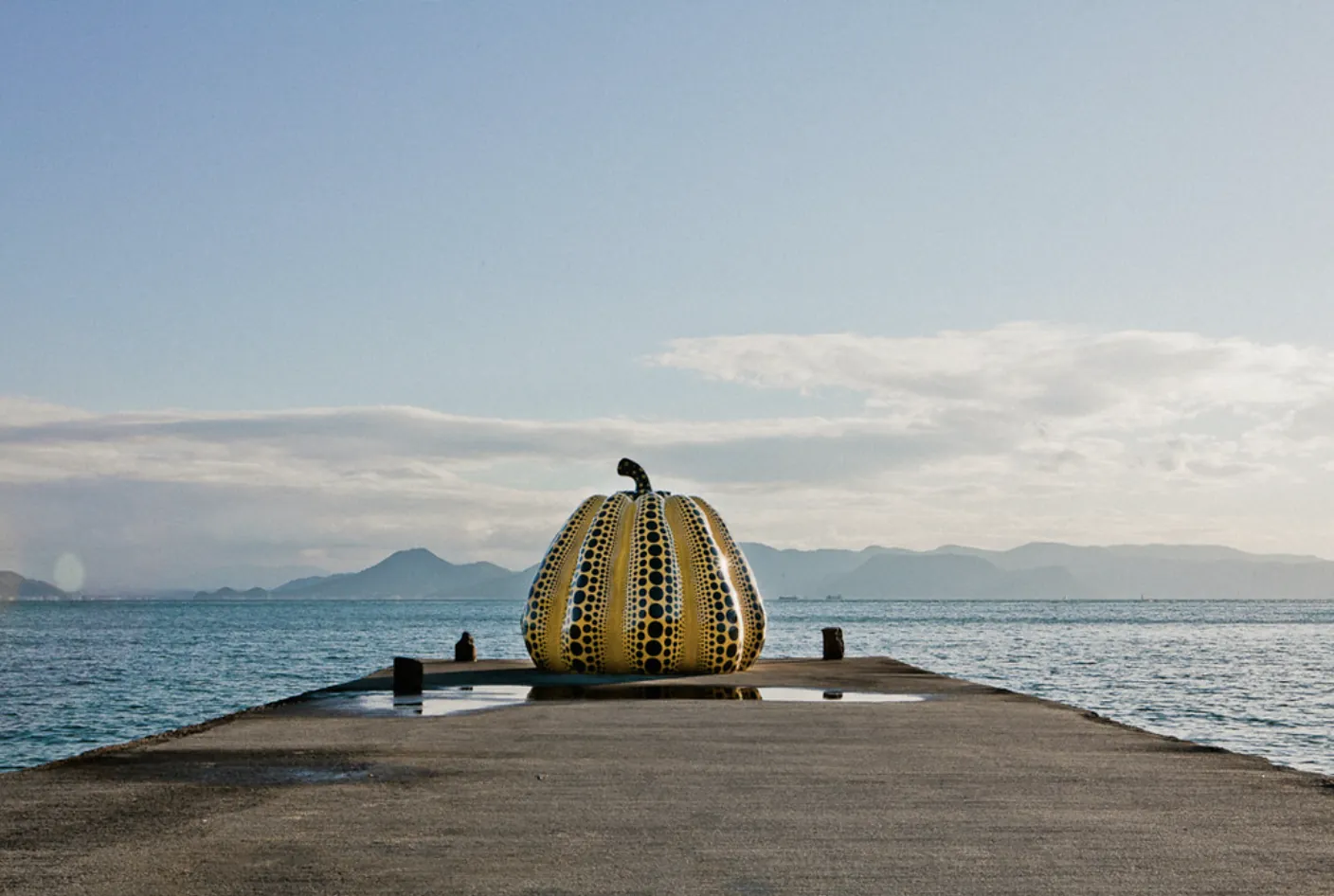 Yayoi Kusama's yellow pumpkin on Naoshima